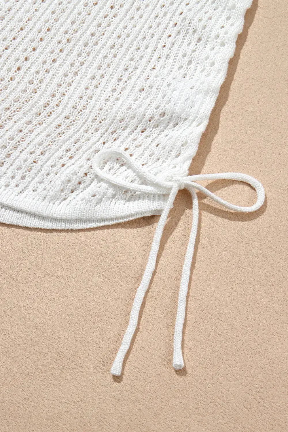 Hollow Out Bell Sleeve Drawstring Knit Cover Up Dress