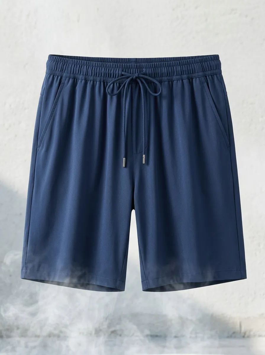 Minimal Ice-Silk Stretch Drawstring Shorts