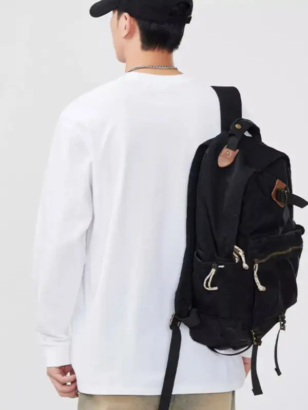 Cotton-Blend Round-Neck Long-Sleeve T-Shirt