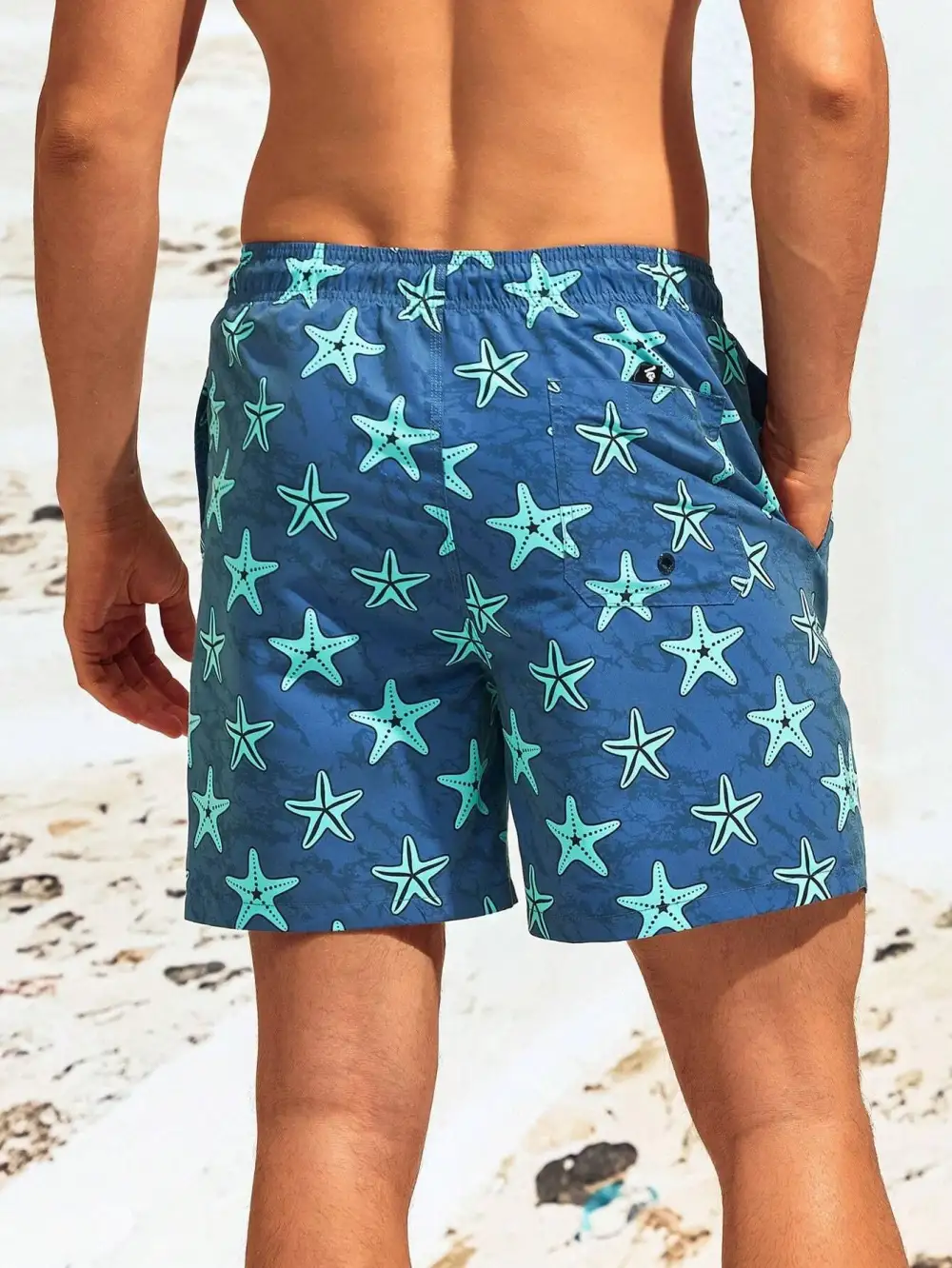 Men's Print Letter Patch Detail Swim Trunks