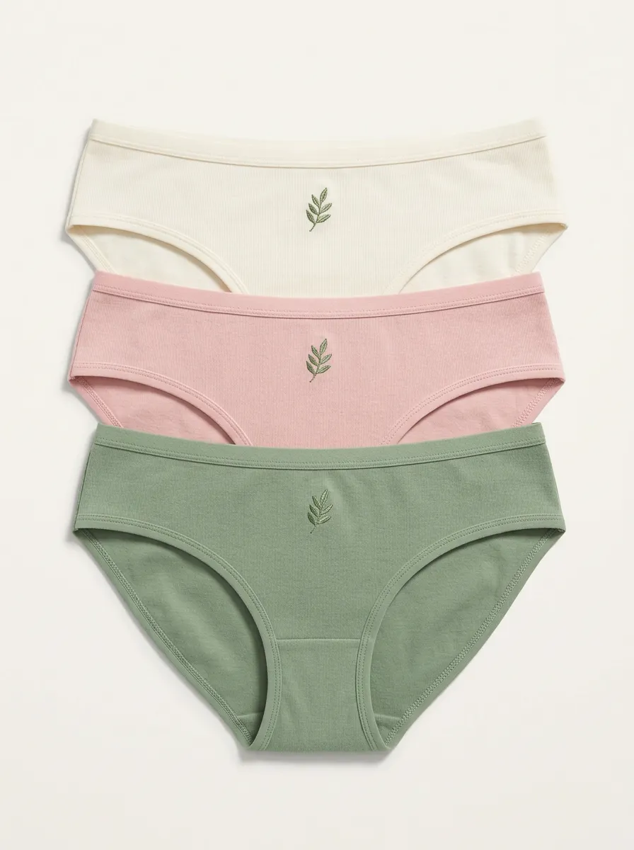 Women's Leaf Embroidered Bikini Brief Set