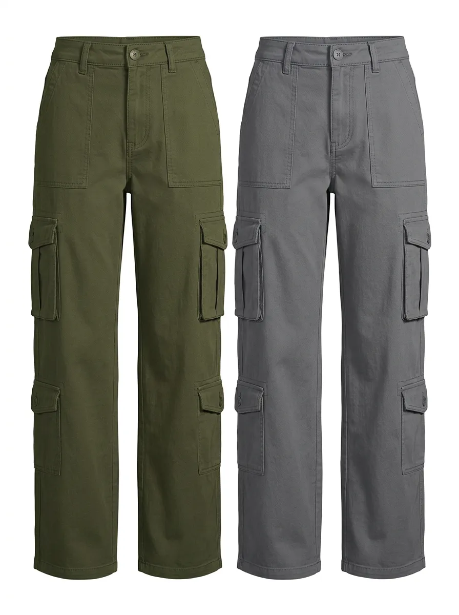 Women's Olive and Grey Casual Utility Trouser Pair
