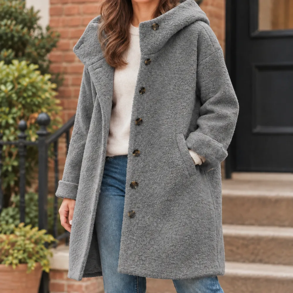 Single-Breasted Hooded Longline Coat