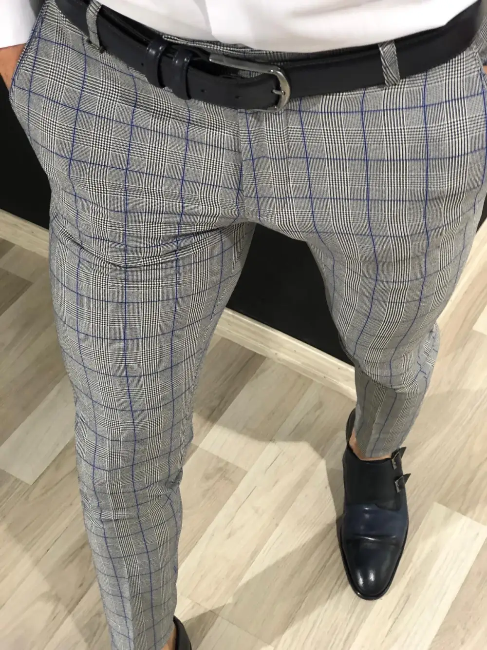 Refined Relaxed Slim Fit Plaid Tailored Trousers