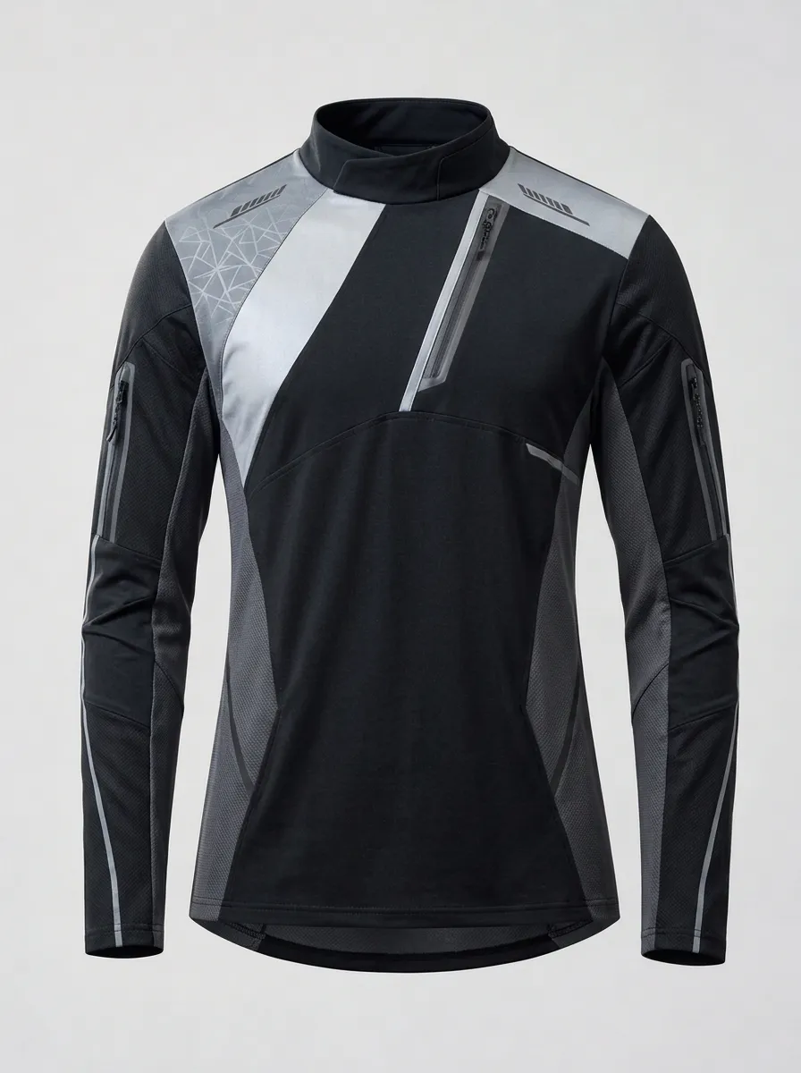 Men's Sportswear Geometric Pattern Printed Long Sleeve Top