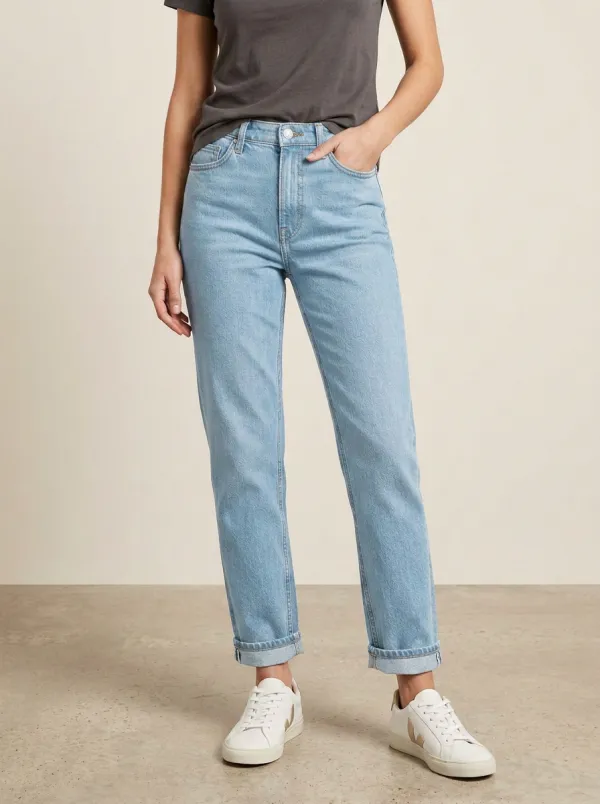 High-Rise Cuffed Relaxed Women's Straight-Leg Jeans