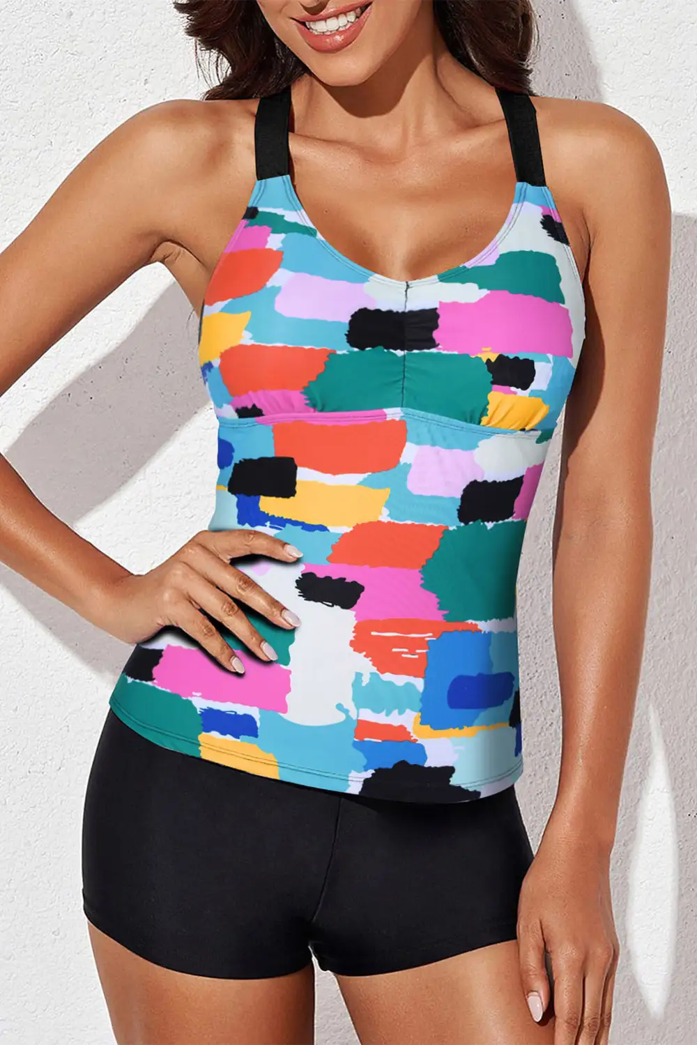Swimwear Geometric Leopard Abstract Backless Sheath Active Bikinis Tops