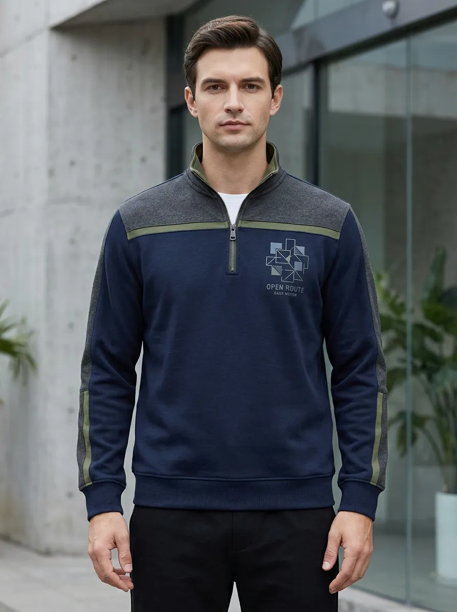 Quarter-Zip Geometric Men's Half-Zip Sweatshirt