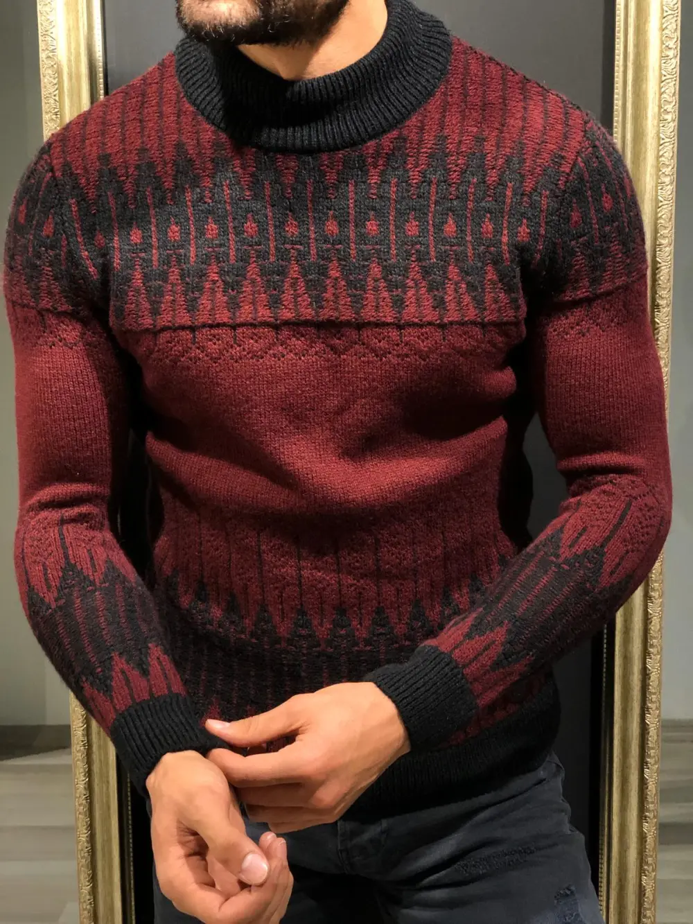 Half Turtleneck Slim Fit Knit Turtleneck Sweater