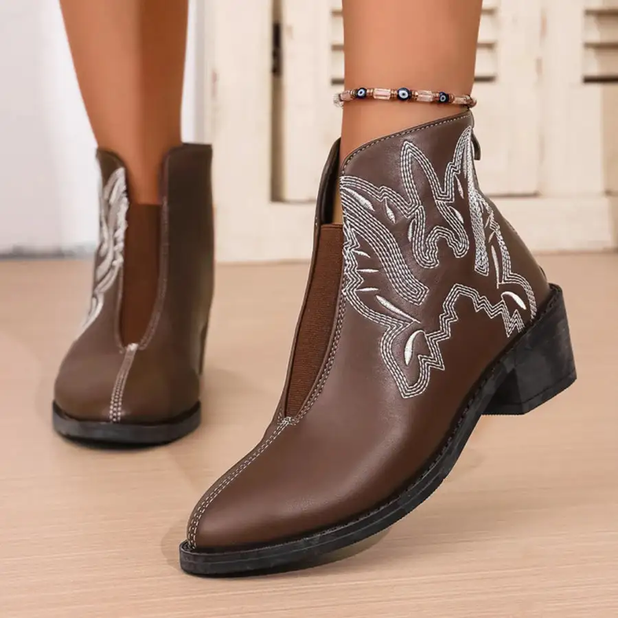 Western Embroidered Ankle Boots