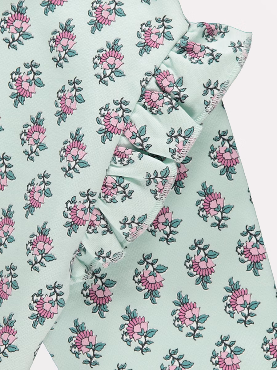 Mint Floral Frill Sleeve Hoodie detail 1