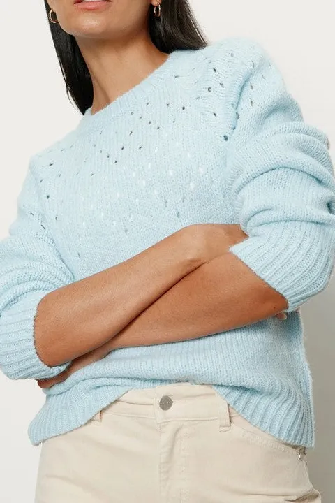Women's Light Blue Openwork Knit Sweater