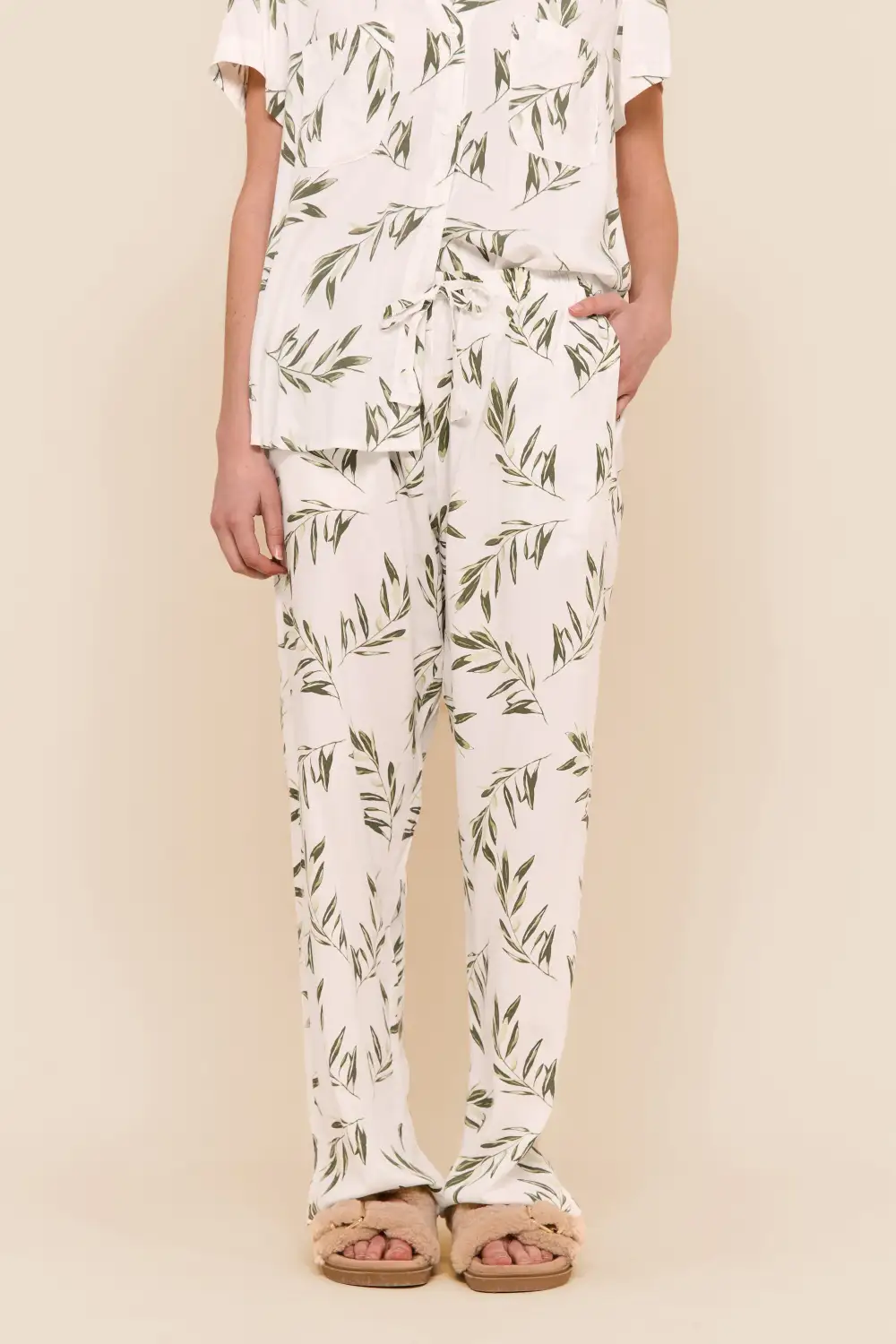 Bamboo Leaves Pajama Set Long
