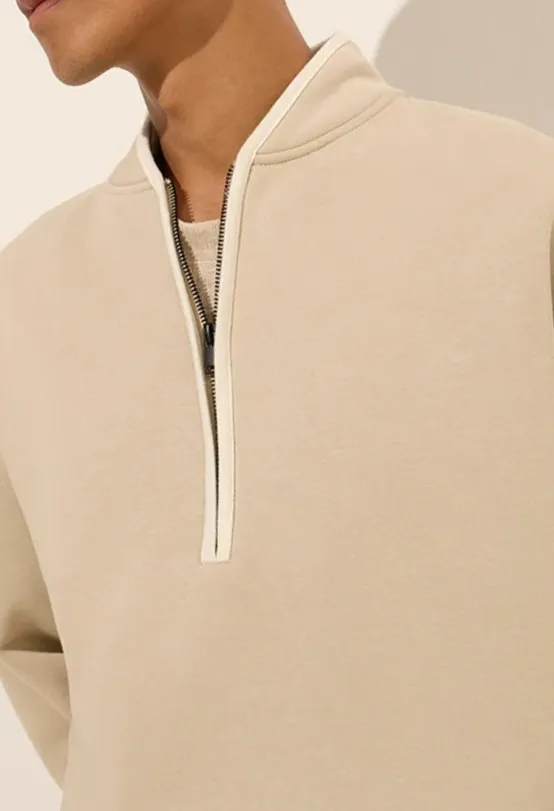 Solid Loose Cotton-Blend Sweatshirt