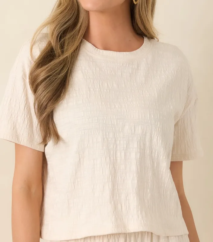 Ivory Textured Cropped Tee
