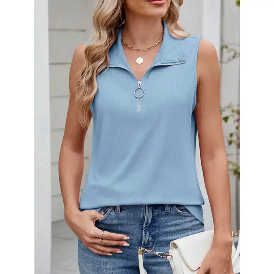 Quarter Zip Collared Tank