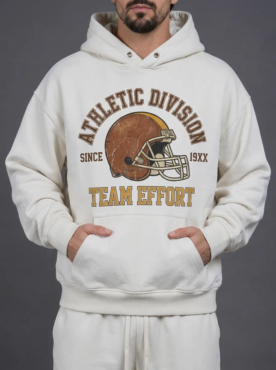 Men's American Football Athletic Division Helmet Printed Hoodie