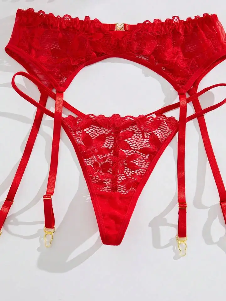 Lace Sheer Garter Lingerie Set