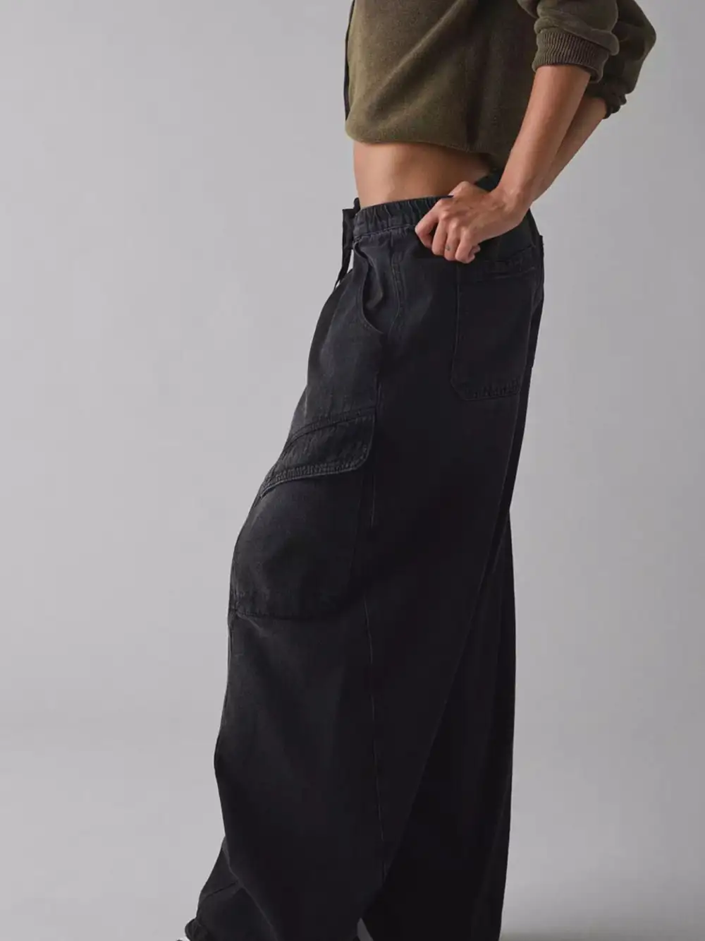 Cargo Drawstring Denim Jeans