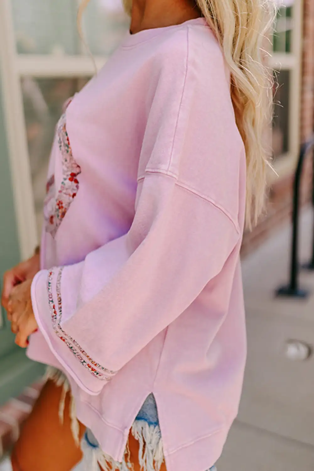 Women's Floral Print Graphic Drop Shoulder Top