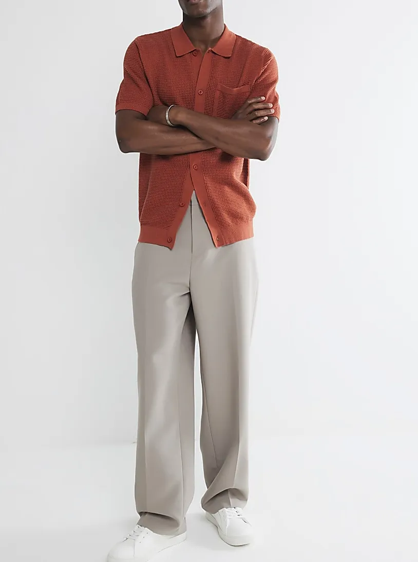 Light Beige Loose Fit Casual Trousers