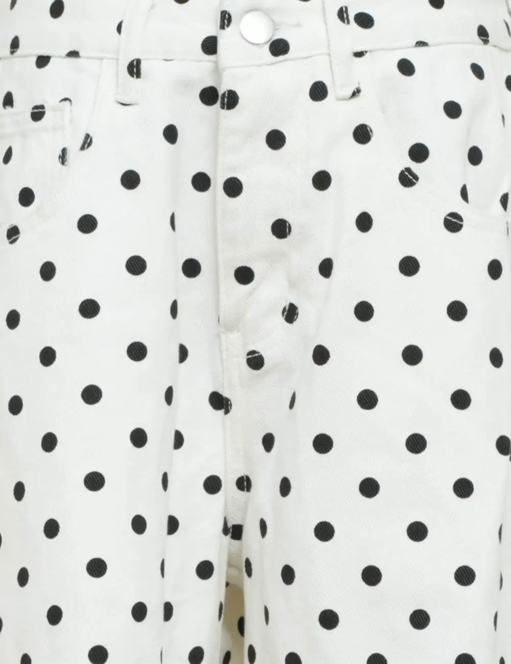 Chic Polka Dot Color Block Barrel Leg Denim Pants