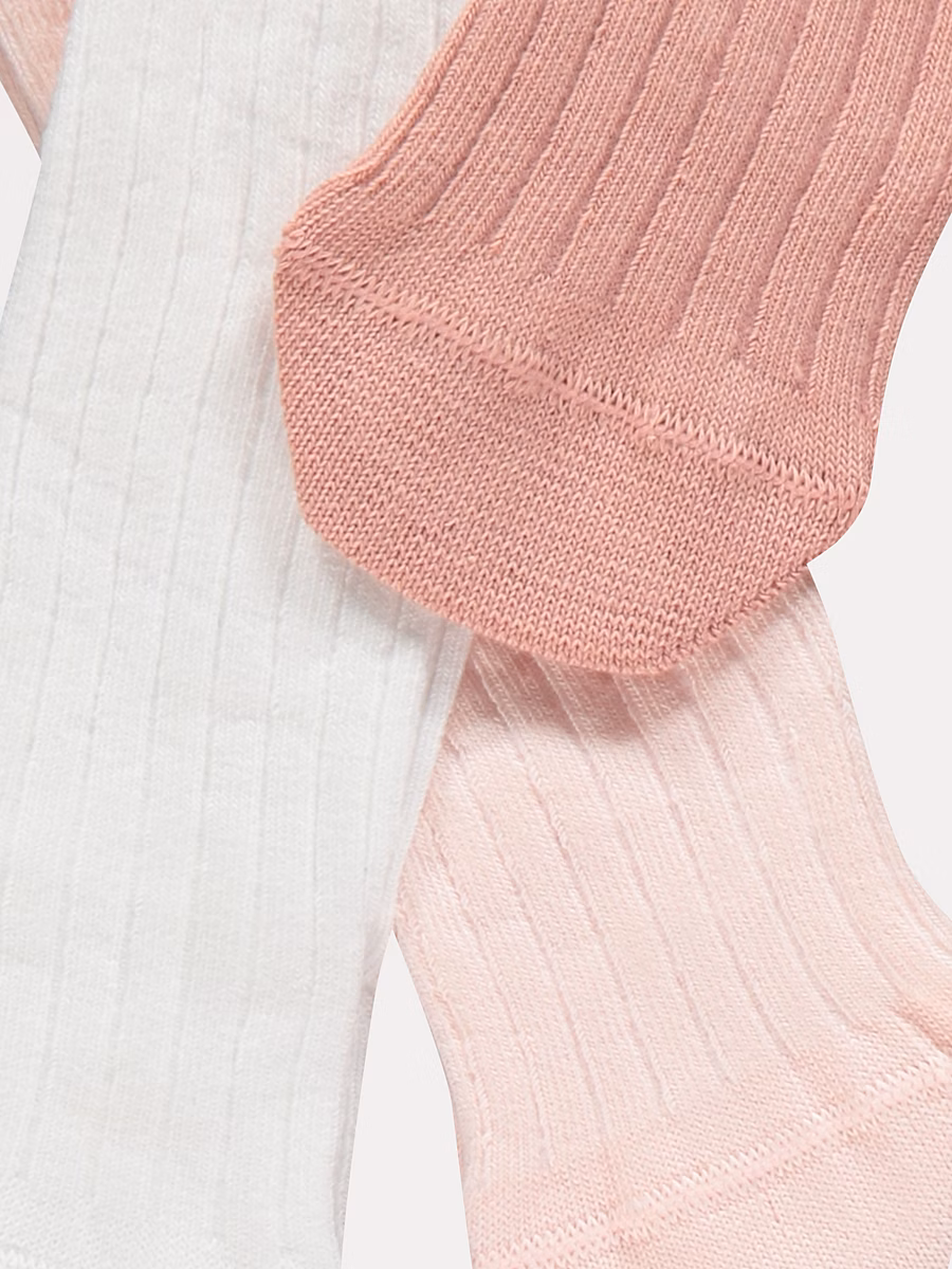 Pink Cotton Rich Ribbed Tights 3 Pack detail 1