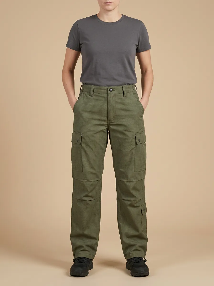 Unisex Grid Pattern Printed Tactical Work Pants