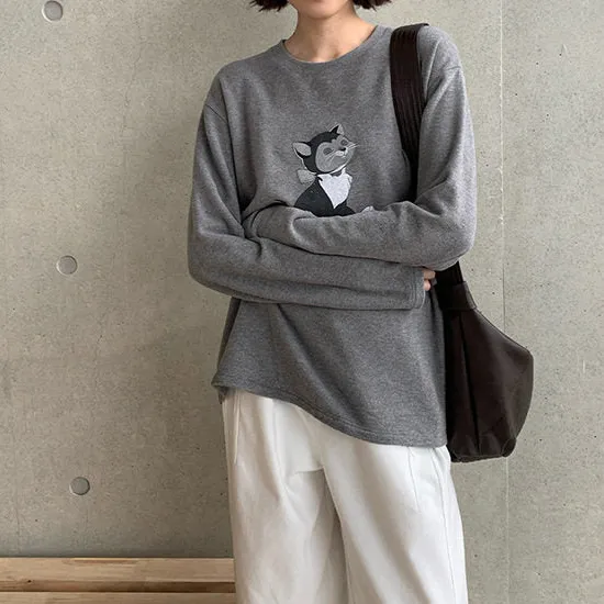 Flowing Cartoon Print Long Sleeve T-Shirt