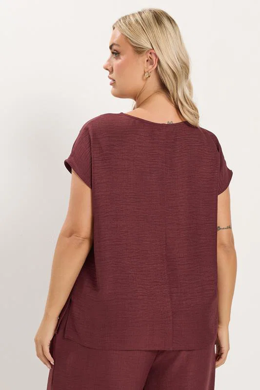 Wine Red Seam Detail Top detail 2