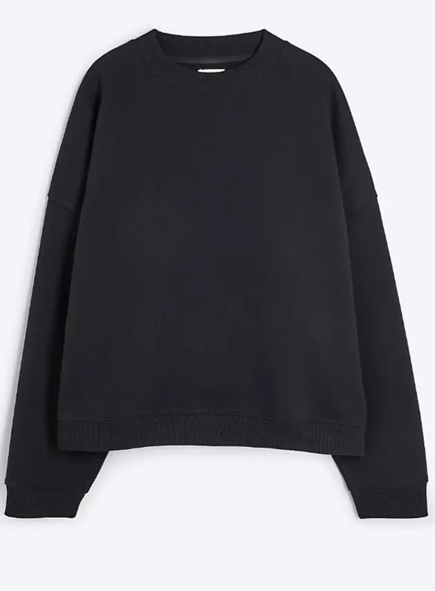 Men's Black Loose Basic Sweatshirt