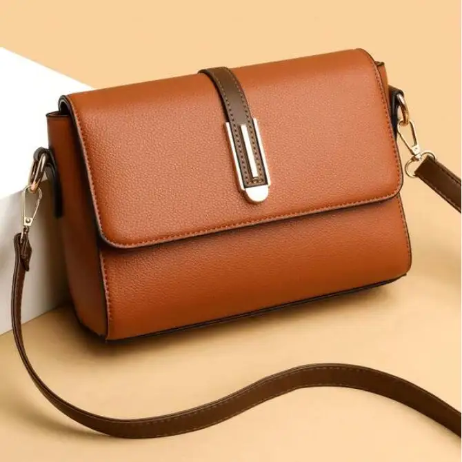 Compact Leather Square Crossbody Bag