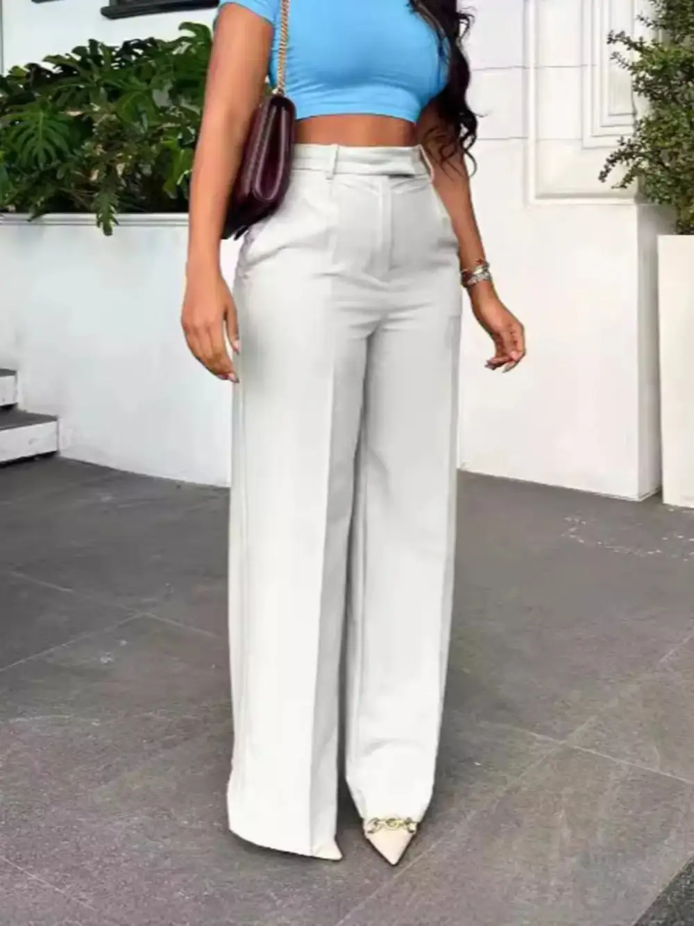Refined High Waisted Wide Leg Pants
