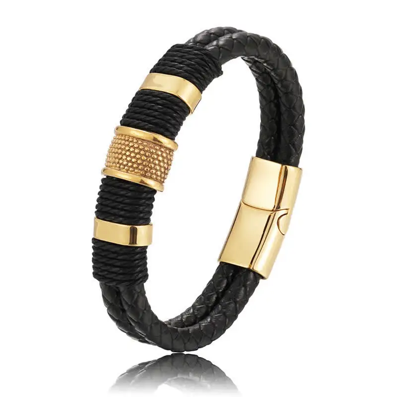 Leather Hand Woven Double Layer Braided Bracelet
