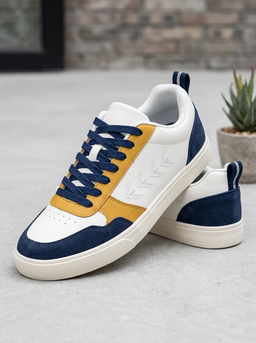 Unisex Colorblock Chevron Pattern Printed Sneakers