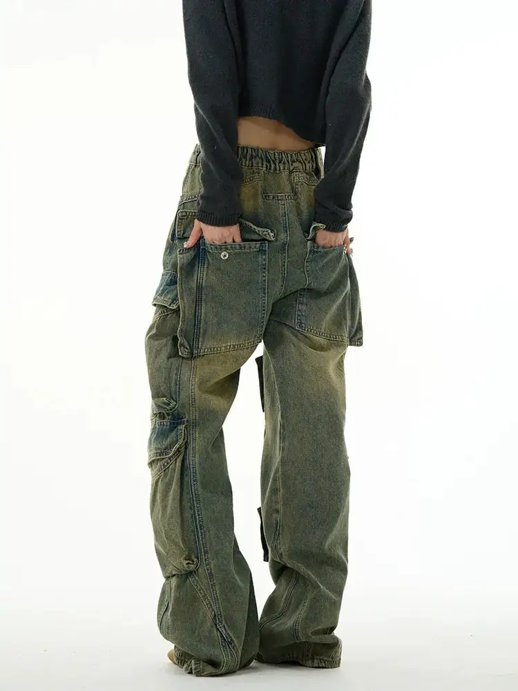 Multi-Pocket Cargo-Pocket Denim Jeans