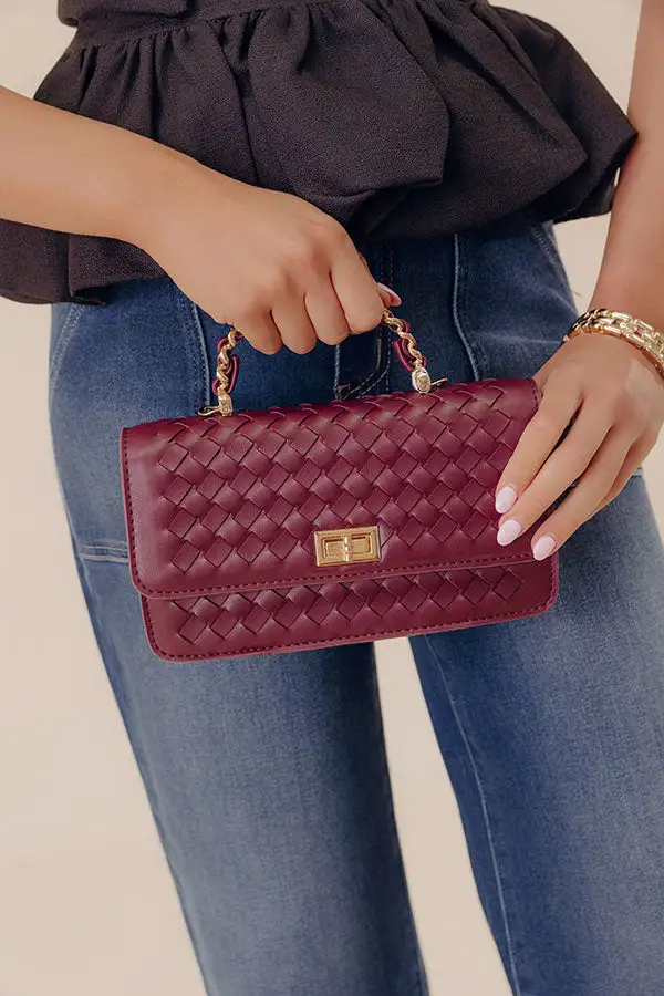 Remarkable Style Faux Leather Woven Purse In Windsor Wine