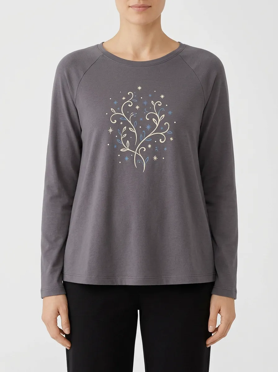 Women's Graphic Print Raglan Long-Sleeve Top