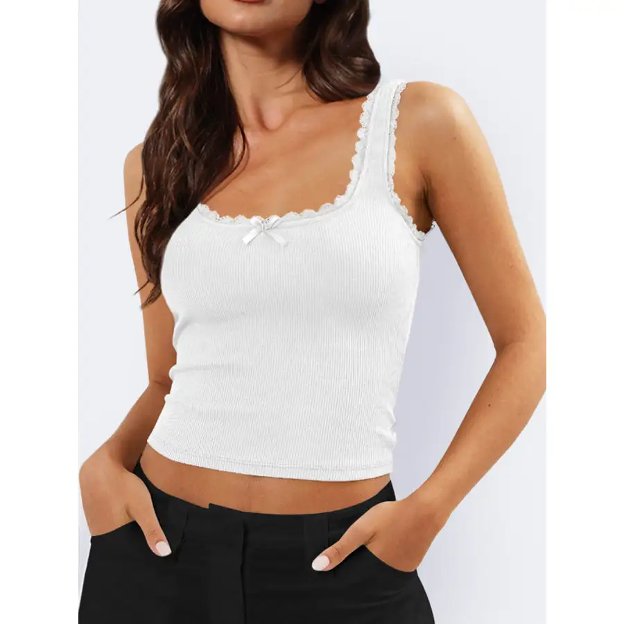 Lace Detail Square Neck Tank