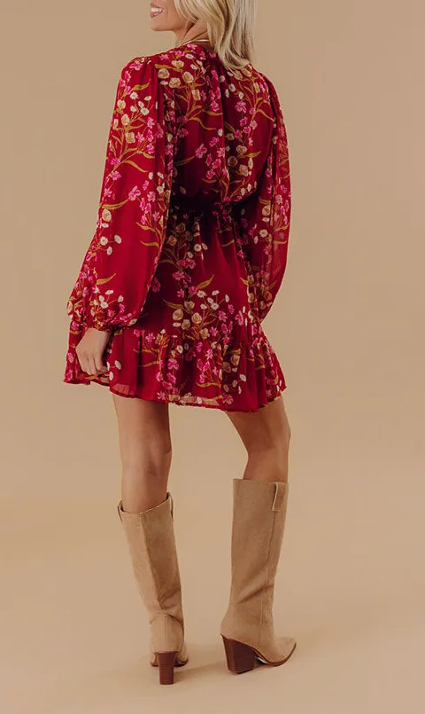 Floral Mini Dress with Ruffle Detail