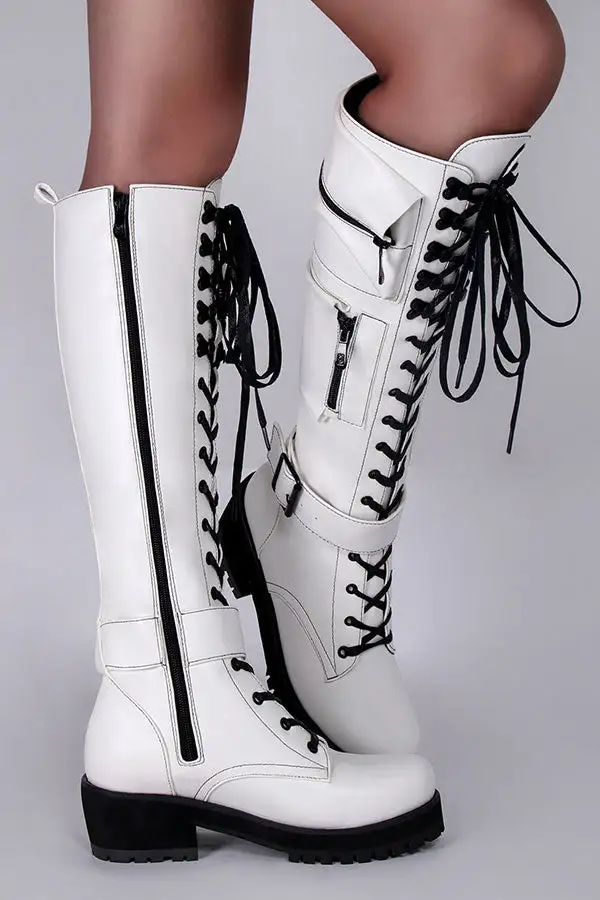 Round-Toe Lace-Up Boots