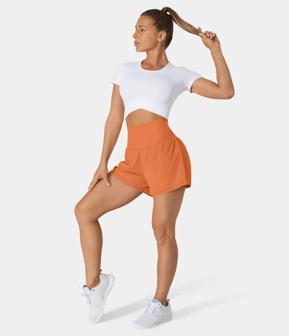 2026🔥  Super High Waisted Back Pocket & Side Hidden Pocket 2-in-1 Yoga Shorts 2.5