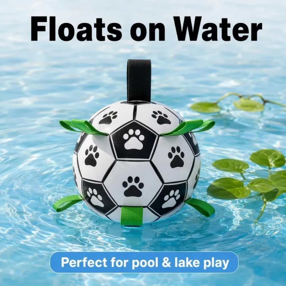 Interactive Dog Soccer Ball Durable Tug Chew Toy with Pump