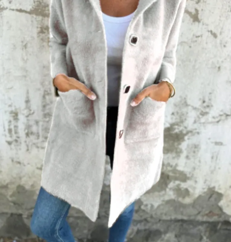 Long Sleeve Button Coat With Pockets