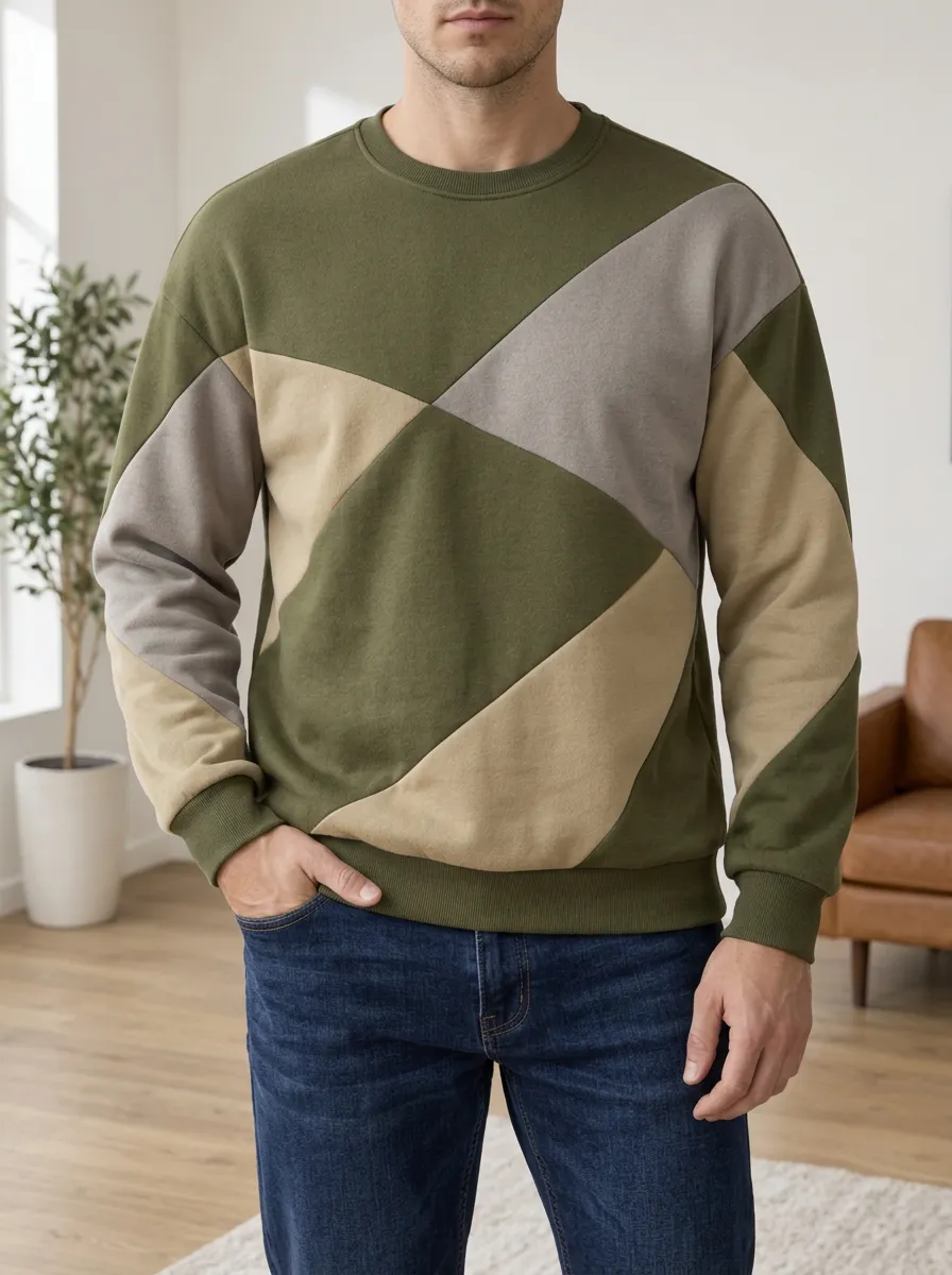 Men's Multi-Panel Crewneck Sweatshirt