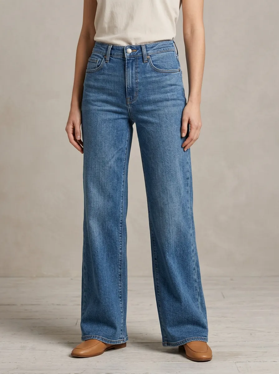 Relaxed Wide-Leg Denim Denim Jeans
