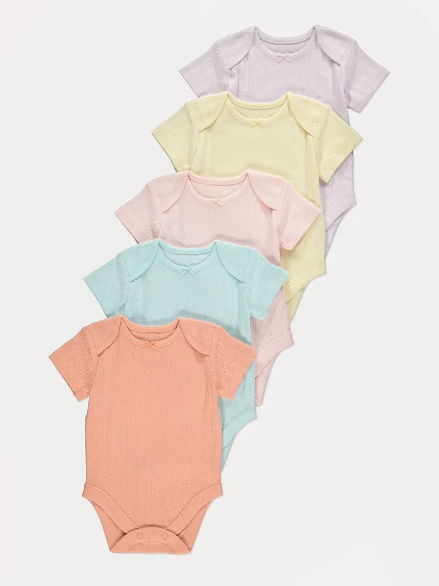 Pastel Pointelle Short Sleeve Bodysuit 5 Pack
