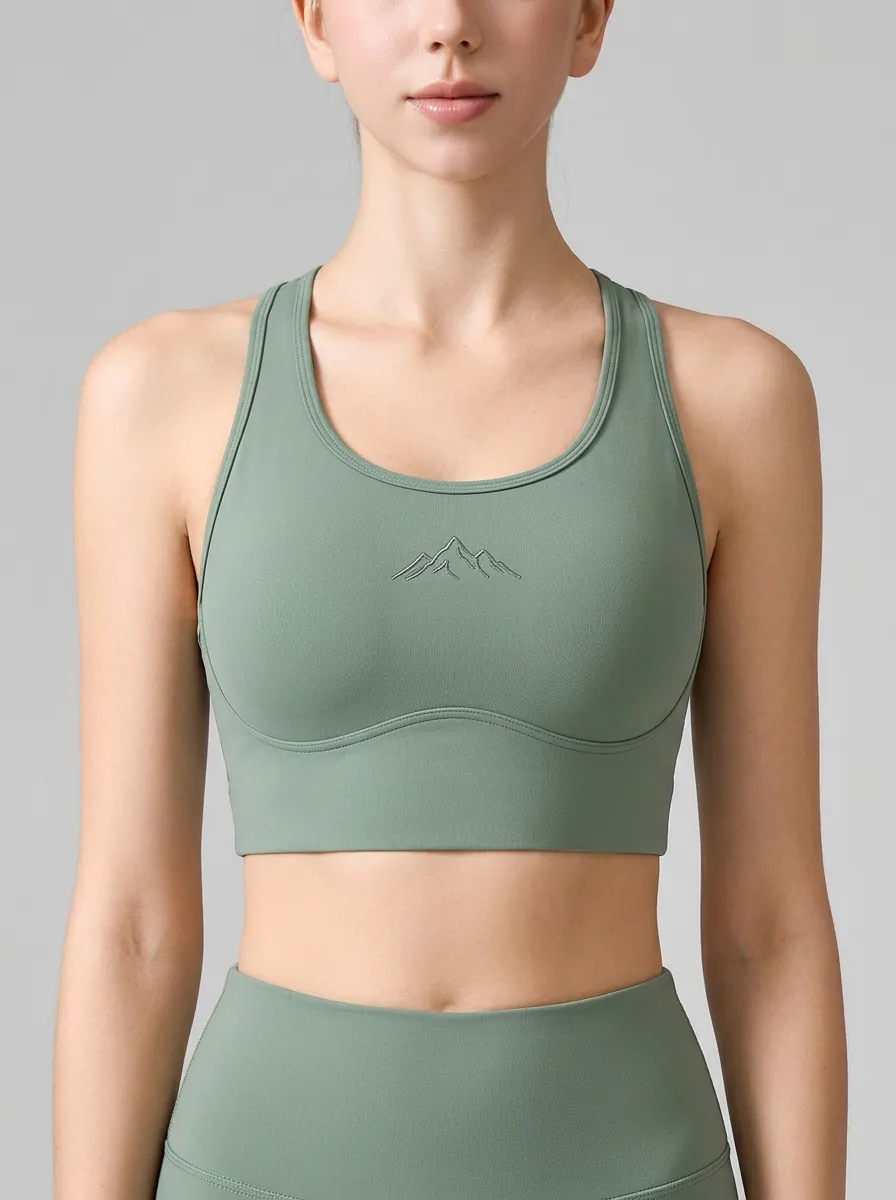 Women's Mountain-Embroidered Sports Bra