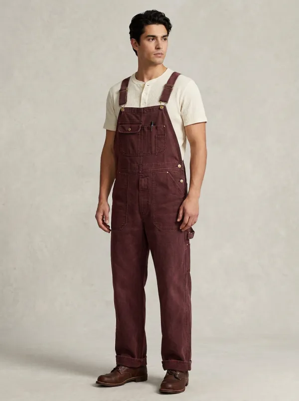 Men's Casual Workwear Charcoal Grey Denim Bib Overalls