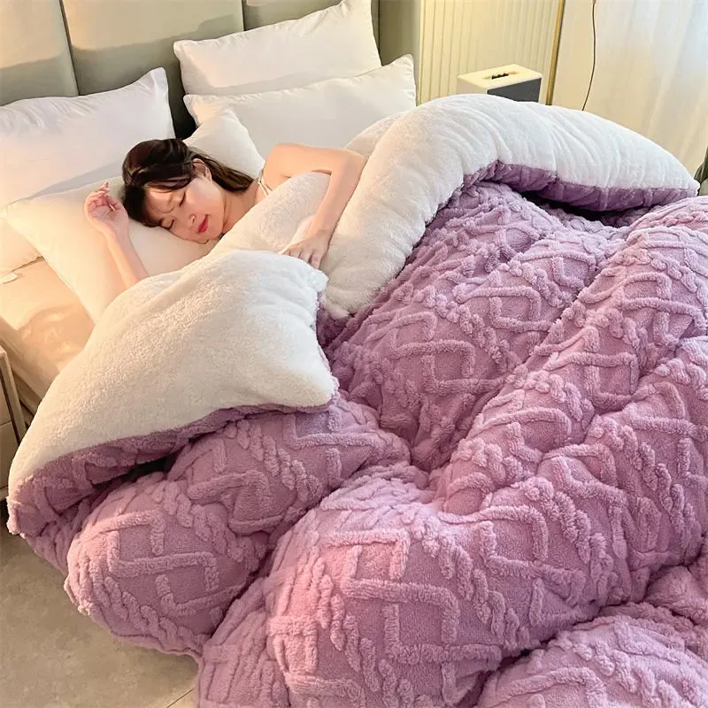 Soft Warm Thicken Insulation Hibiscus Winter Quilt